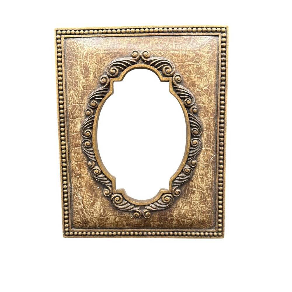 vintage-style ornate gold frame, Textured, Crackled Finish Scroll Design